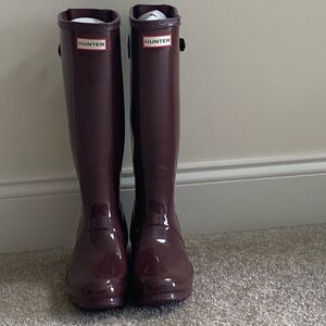 Hunter Original Tall Boot Back Buckle Gloss Umber Size 7